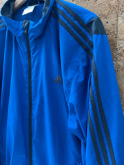 Vintage Y2K Adidas Men's Size XL Blue Track Jacket with 3 Stripes