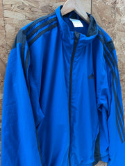 Vintage Y2K Adidas Men's Size XL Blue Track Jacket with 3 Stripes