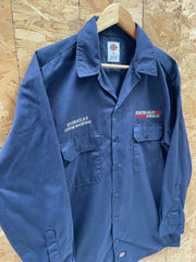 Vintage 90s Dickies L Dark Navy Blue Long Sleeve Work/Chore Shirt Electro-Fluid Power Co