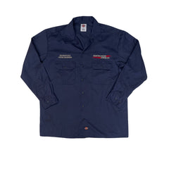 Vintage 90s Dickies L Dark Navy Blue Long Sleeve Work/Chore Shirt Electro-Fluid Power Co