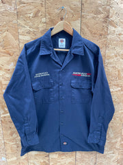 Vintage 90s Dickies L Dark Navy Blue Long Sleeve Work/Chore Shirt Electro-Fluid Power Co