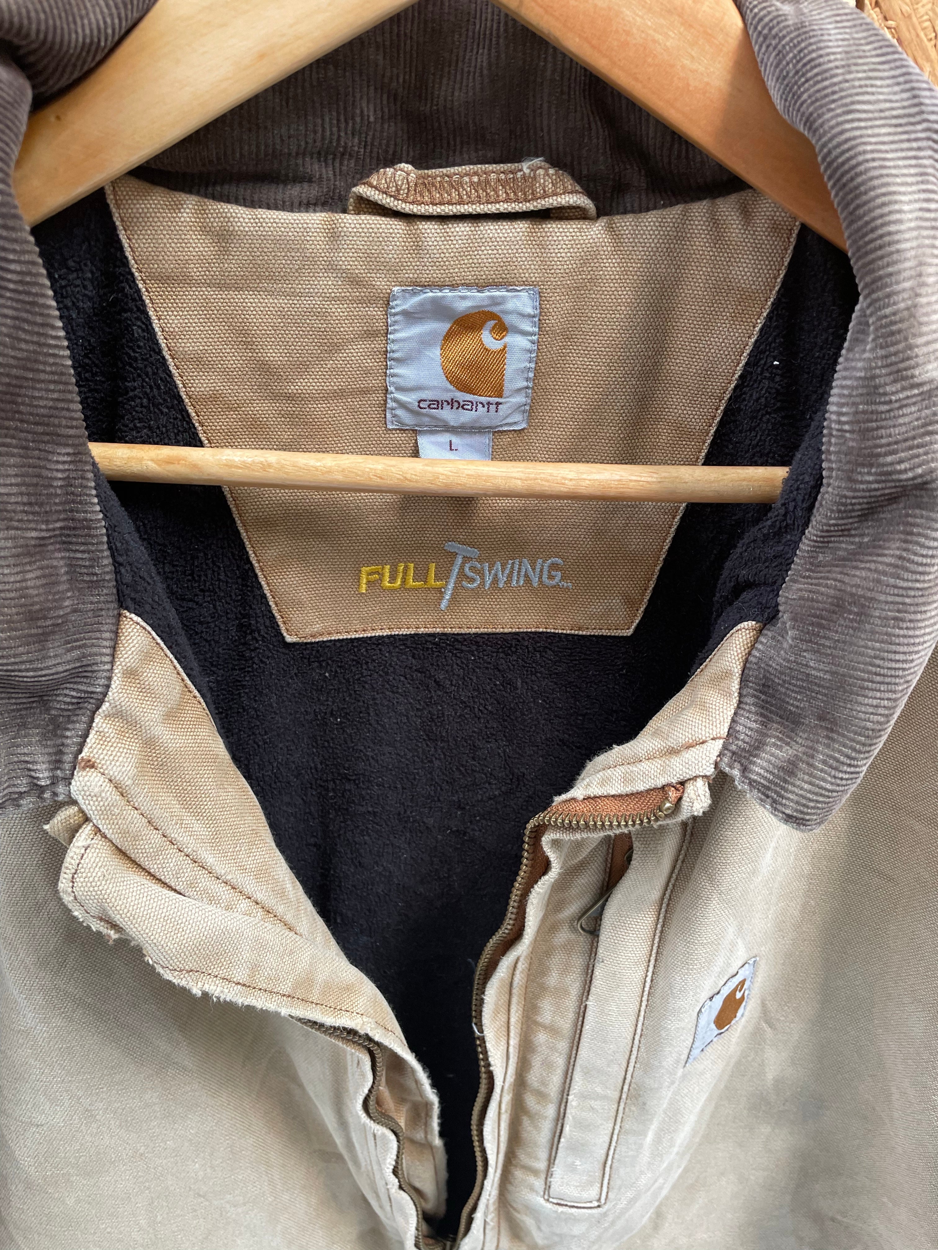 Vintage 90s Carhartt Distressed Tan Full Swing Heavyweight Duck Jacket Size L