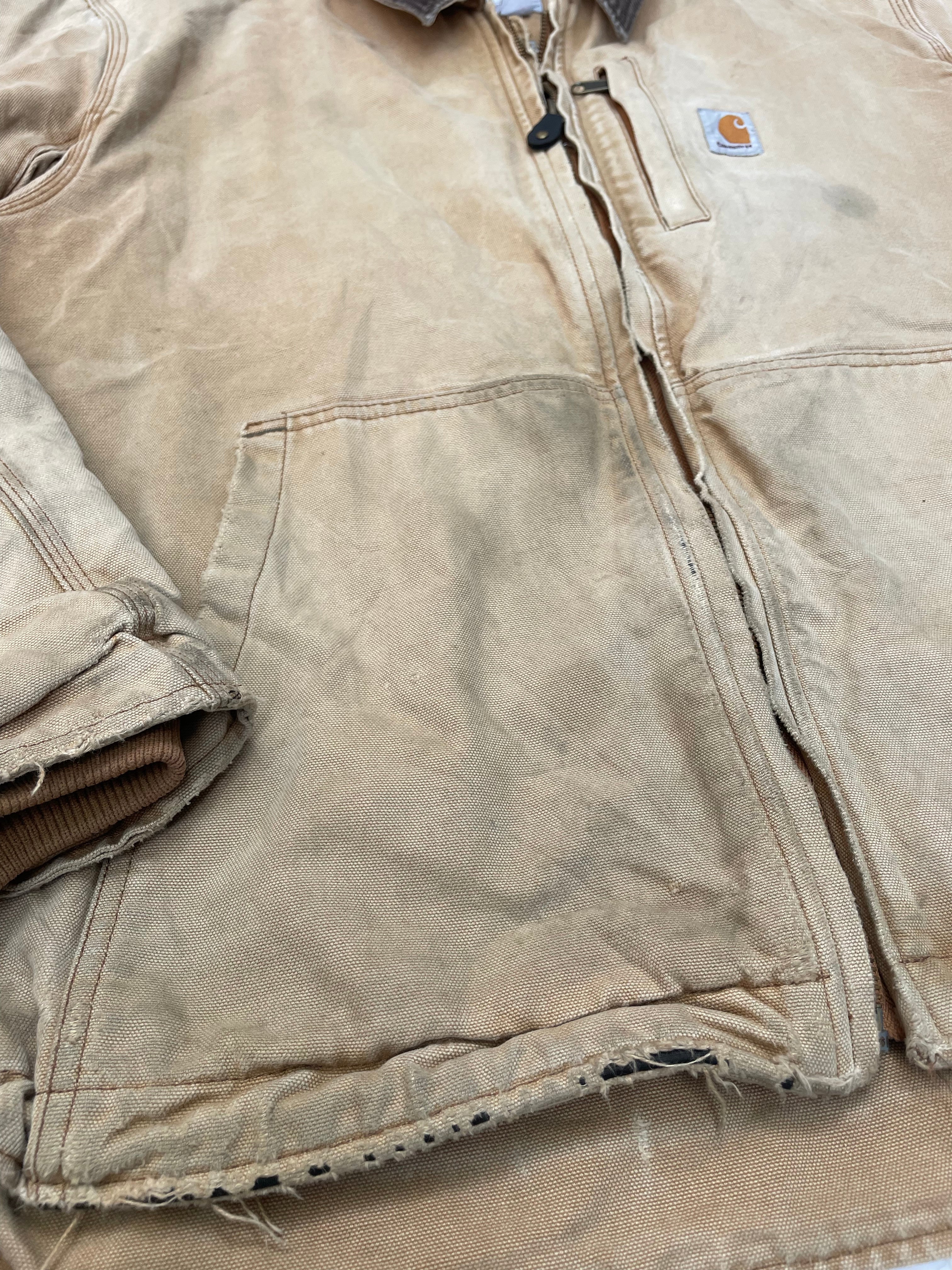 Vintage 90s Carhartt Distressed Tan Full Swing Heavyweight Duck Jacket Size L