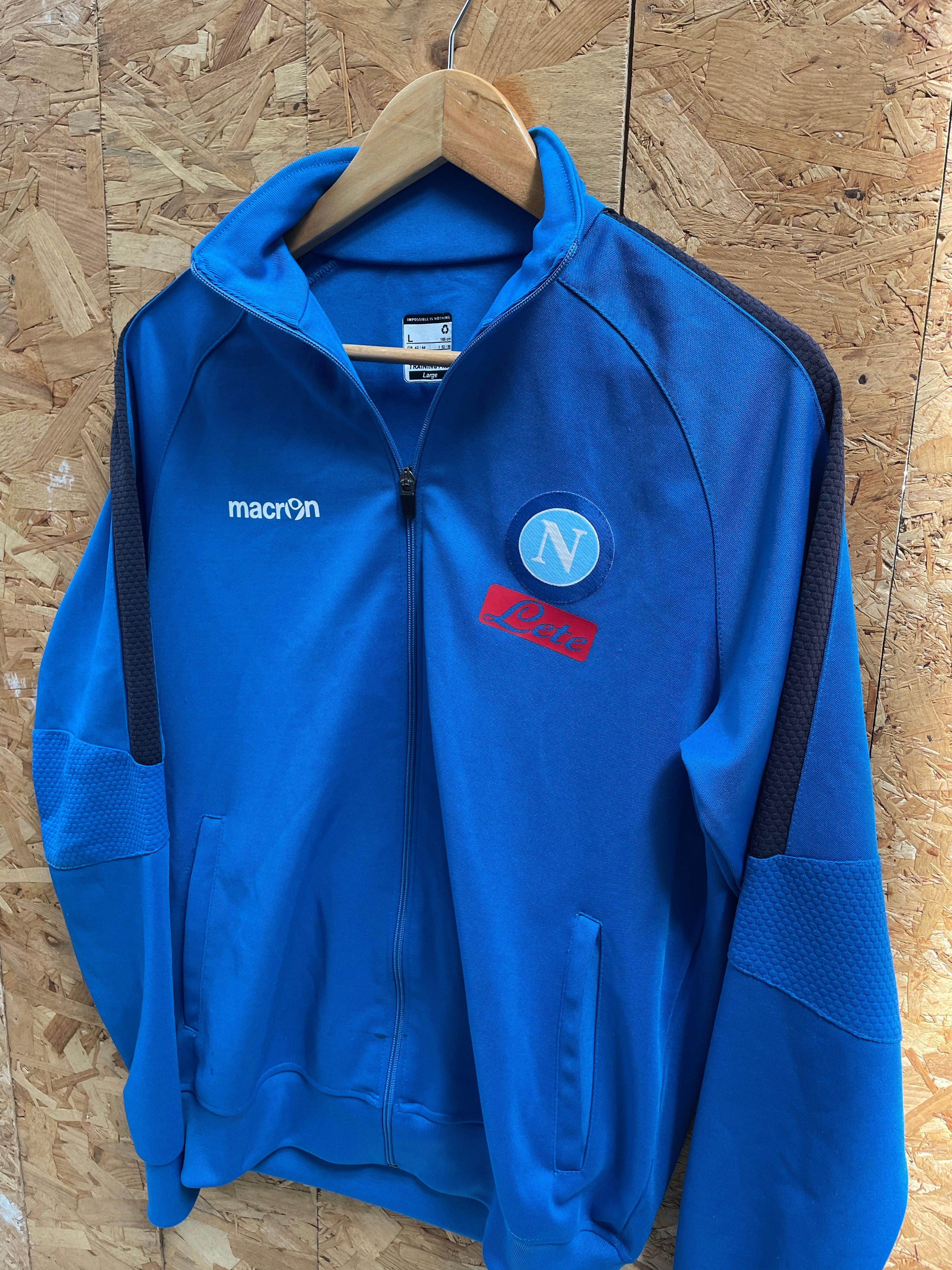 Vintage Macron SSC Napoli Football Blue Track Squad Training Jacket Size L