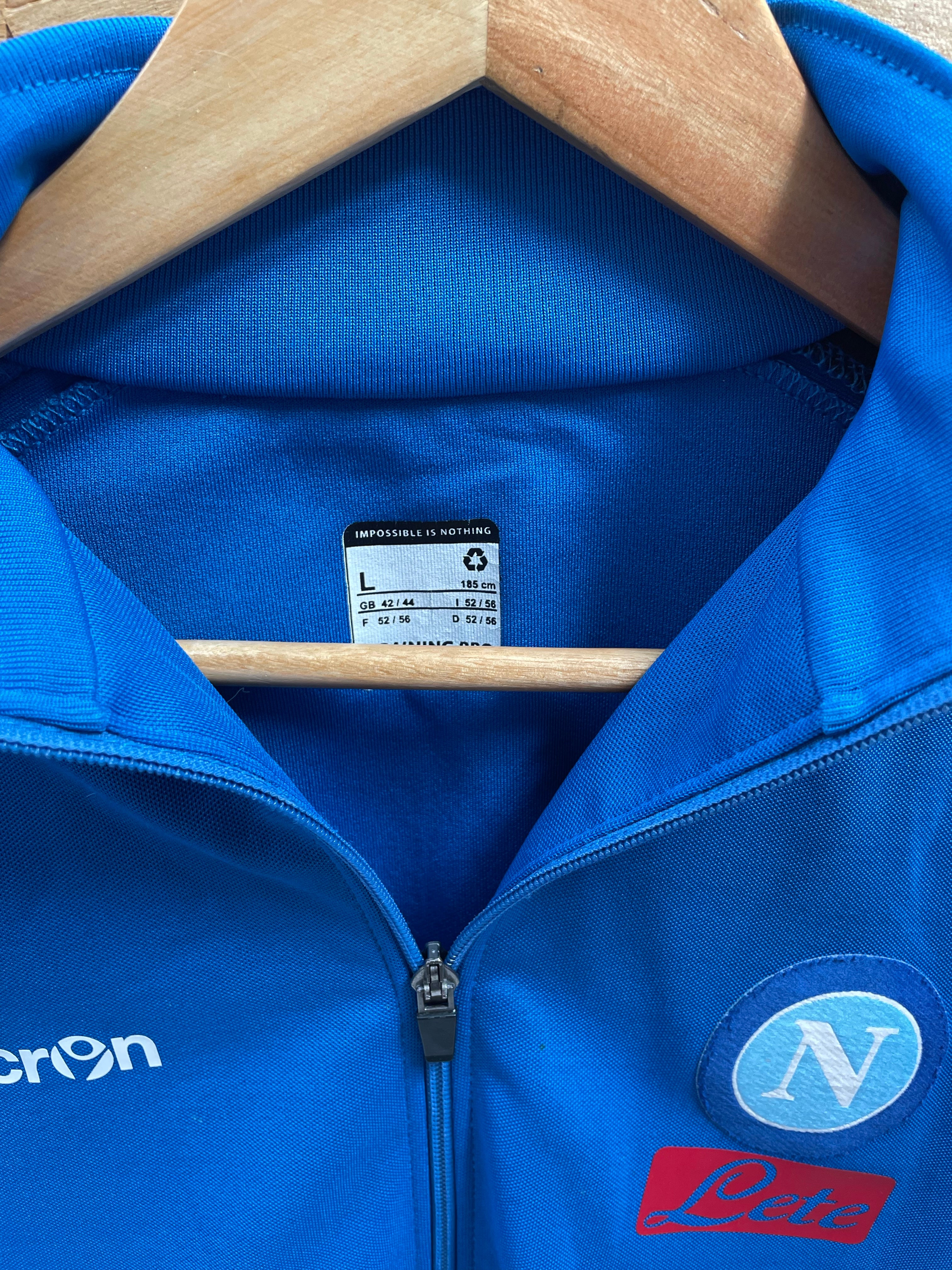 Vintage Macron SSC Napoli Football Blue Track Squad Training Jacket Size L