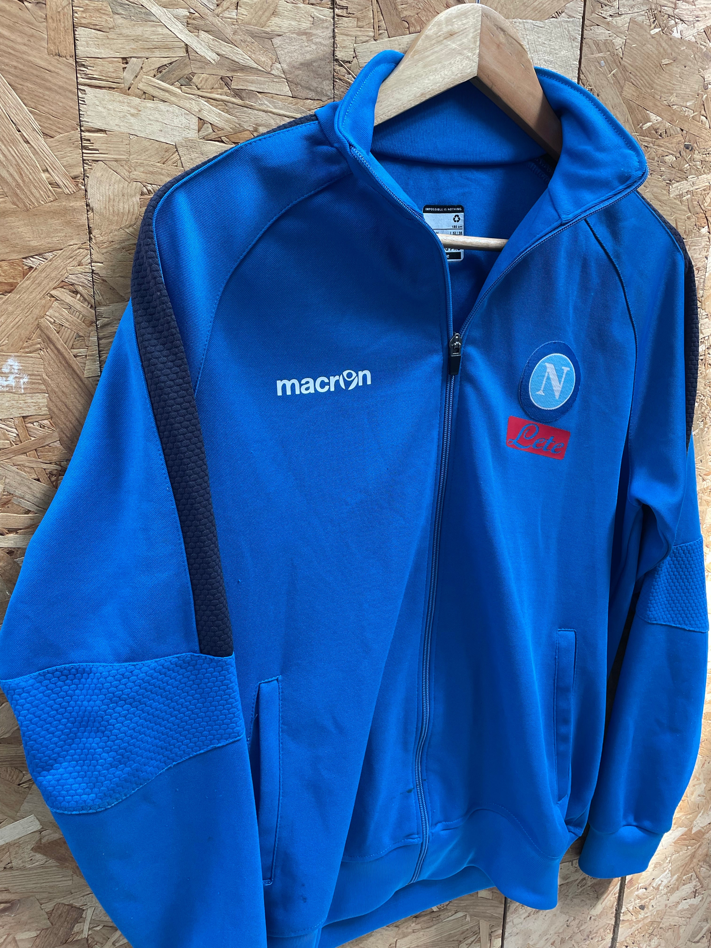 Vintage Macron SSC Napoli Football Blue Track Squad Training Jacket Size L