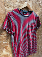 Vintage Polo by Ralph Lauren Men's Size S Red & White Striped Pocket T-Shirt
