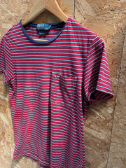 Vintage Polo by Ralph Lauren Men's Size S Red & White Striped Pocket T-Shirt