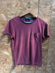 Vintage Polo by Ralph Lauren Men's Size S Red & White Striped Pocket T-Shirt