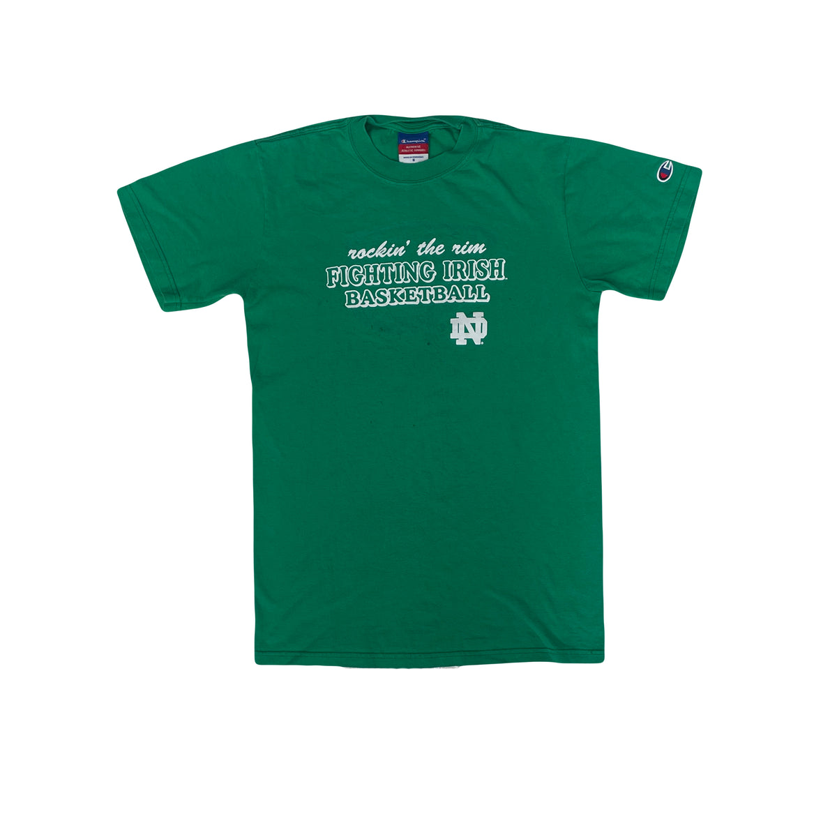 Vintage Champion Notre Dame Fighting Irish Basketball T-Shirt Green Size S