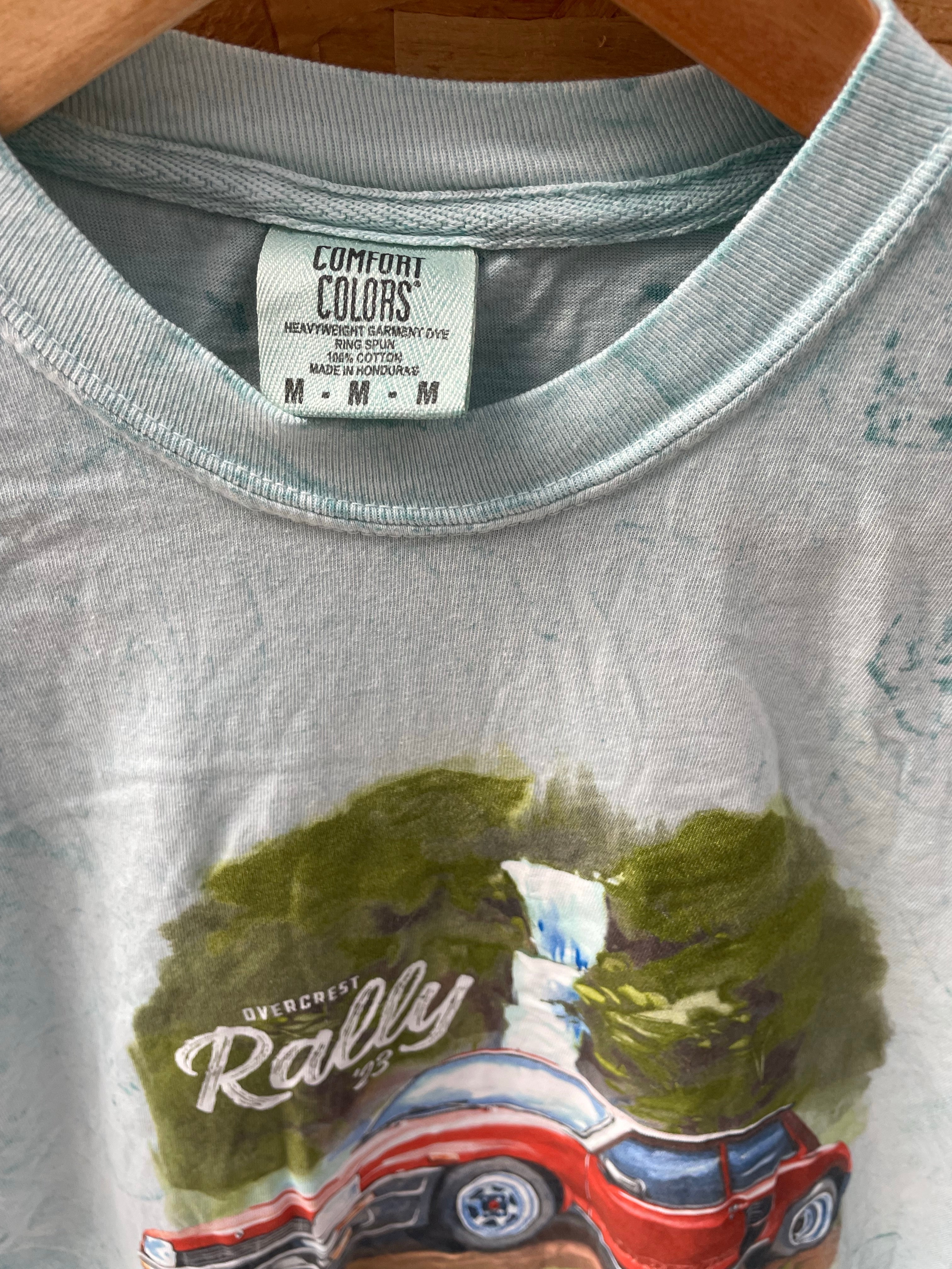 Comfort Colors Men's M Light Blue Short Sleeve Graphic T-Shirt - Rally Car Print