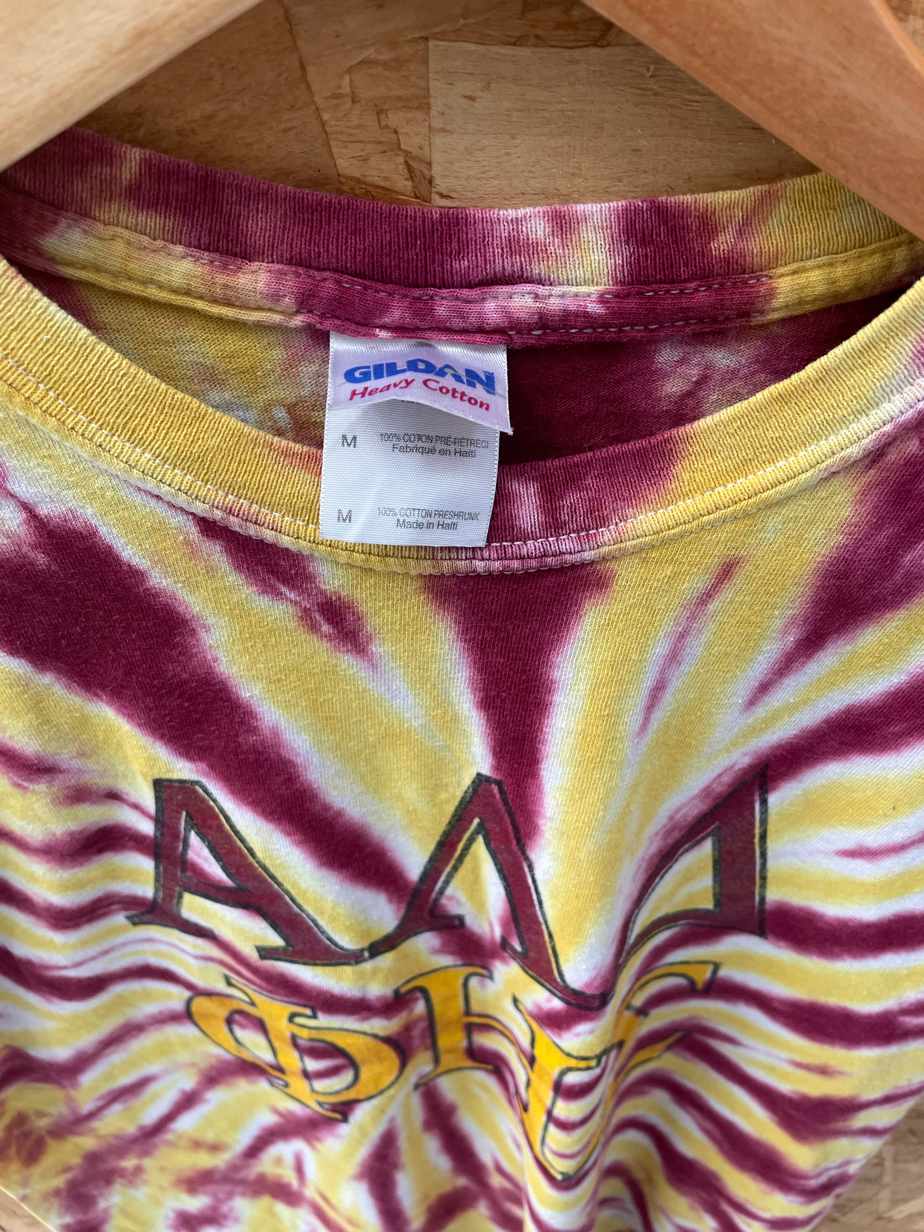 We're Geeks not Greeks Tie Dye T-Shirt Alpha Delta Phi Fraternity M Red Yellow