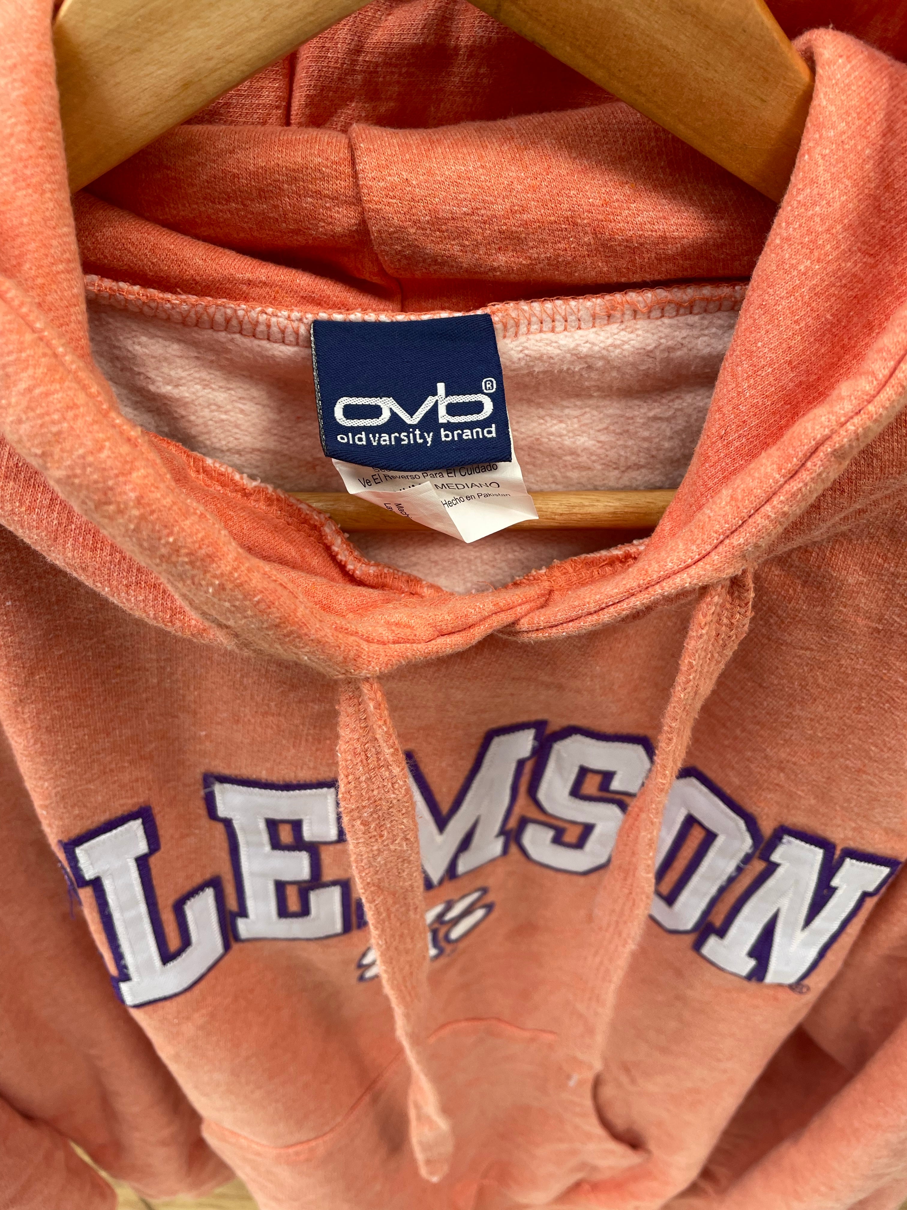 Vintage Y2K Clemson University Peach Hoodie Sweatshirt Size Medium by Old Varsity Brand