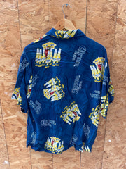 Vintage Y2K Corona Extra Beer Blue Button-Down Hawaiian Beach Shirt Mens Size XL