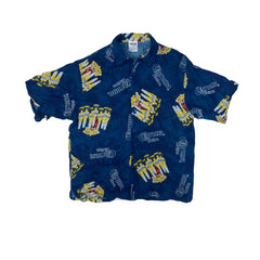 Vintage Y2K Corona Extra Beer Blue Button-Down Hawaiian Beach Shirt Mens Size XL