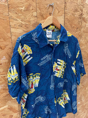 Vintage Y2K Corona Extra Beer Blue Button-Down Hawaiian Beach Shirt Mens Size XL