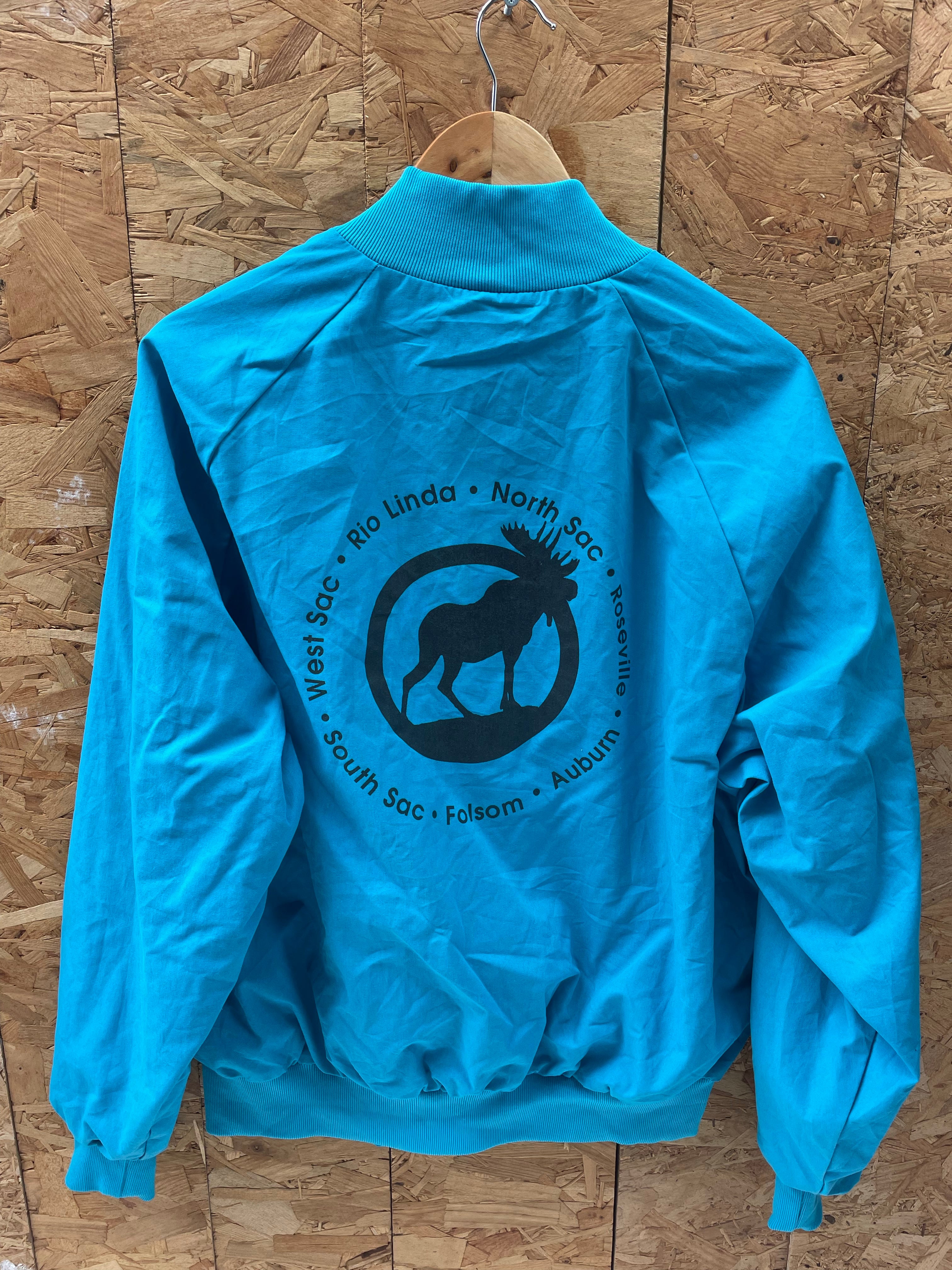 Vintage 90s Moose Horseshoe League USA Teal Blue Baseball Jacket, Size L