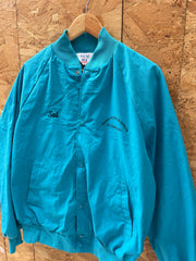 Vintage 90s Moose Horseshoe League USA Teal Blue Baseball Jacket, Size L