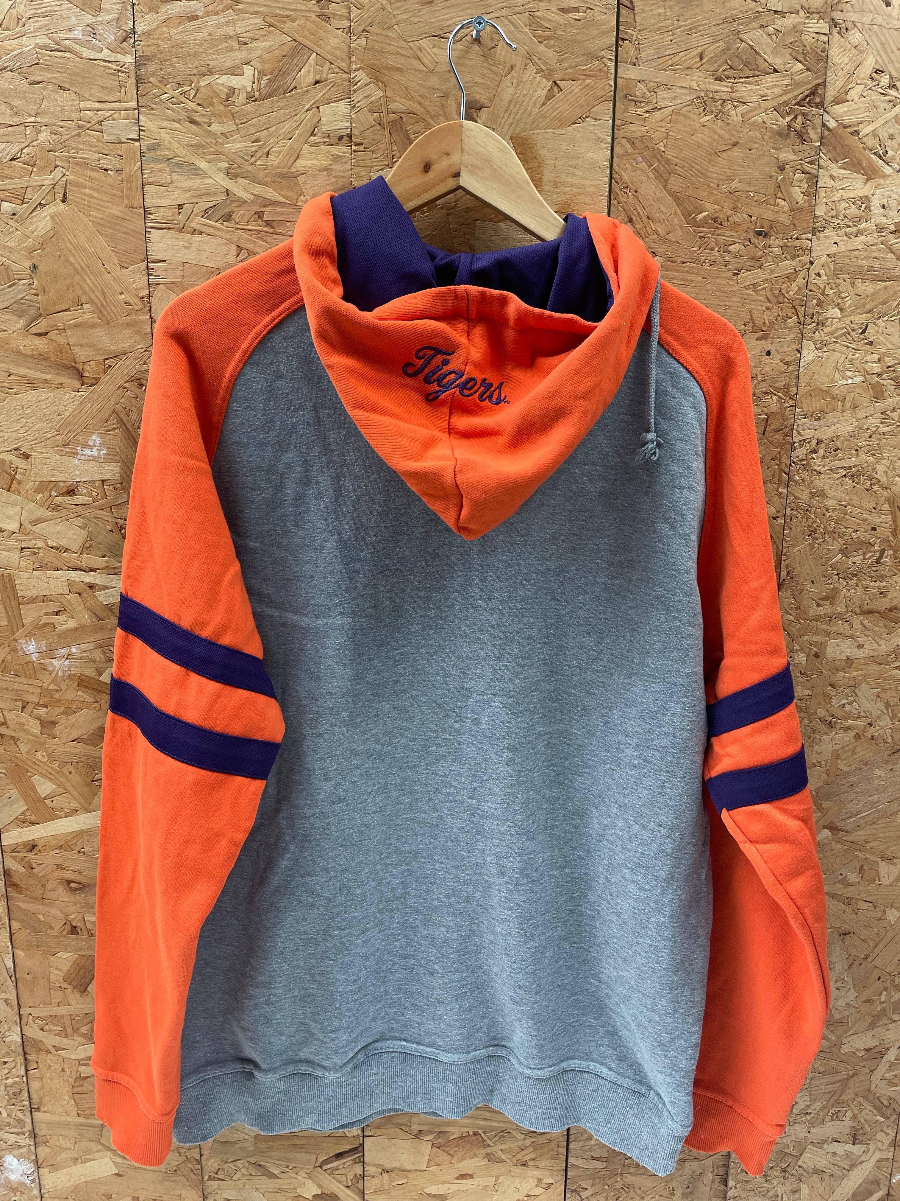 Vintage 90s Champion Clemson Tigers USA Orange Purple Gray Hoodie Sweatshirt Size L