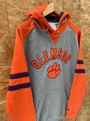 Vintage 90s Champion Clemson Tigers USA Orange Purple Gray Hoodie Sweatshirt Size L