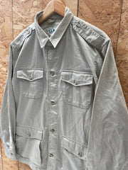 Vintage 90s L.L.Bean Men's Size L Beige Long Sleeve Safari Hunting Shirt Jacket