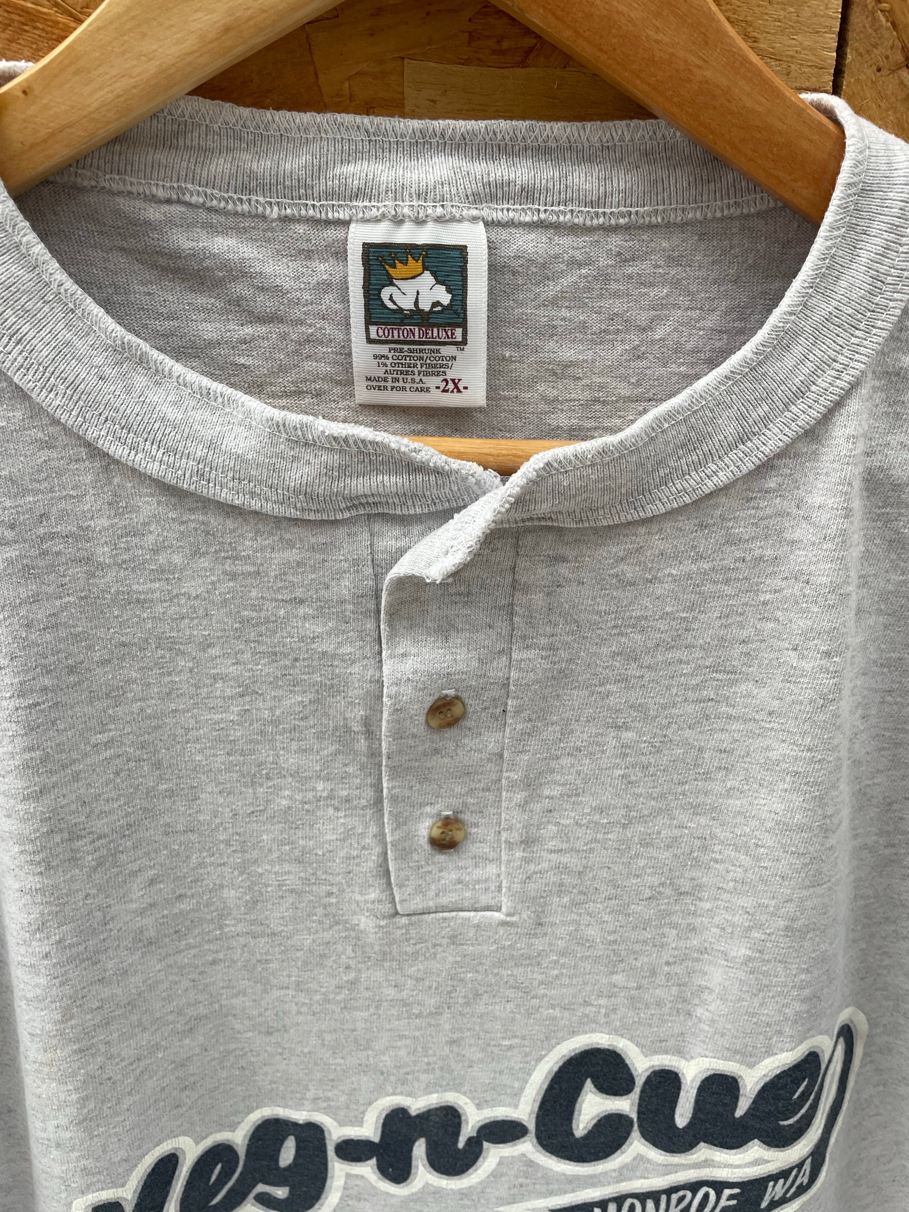 Vintage 80s Keg-n-Cue Monroe WA Baseball T-Shirt Gray/Navy XL