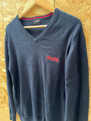 Vintage Y2K Navy Blue Red Coca-Cola James Nicholson V-Neck Sweater Men's Size S
