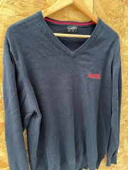 Vintage Y2K Navy Blue Red Coca-Cola James Nicholson V-Neck Sweater Men's Size S