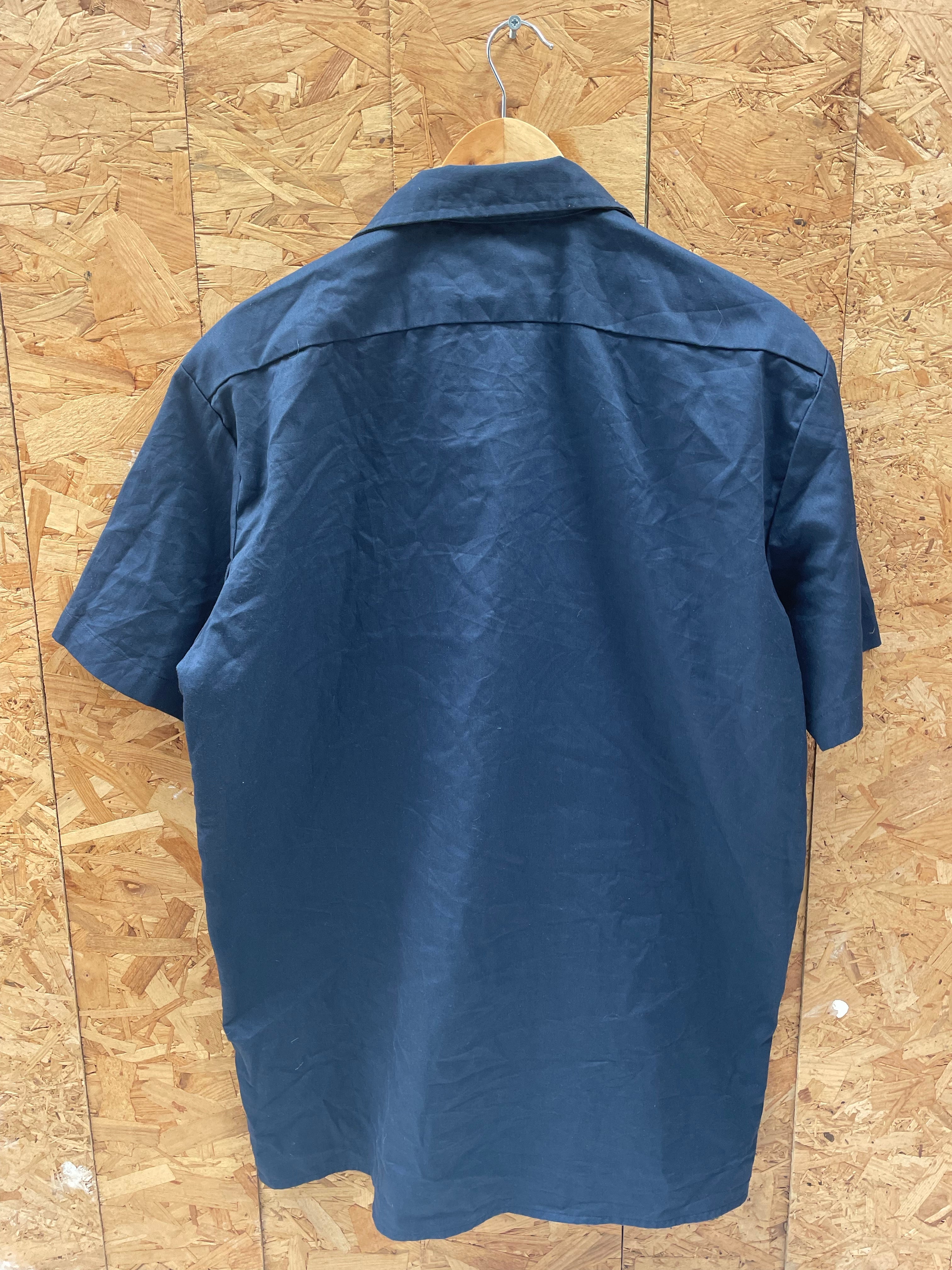 Vintage 90s Dickies Large Dark Blue Short Sleeve Work Shirt Mens Casual Button Up