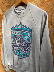 Vintage 90s Russell Athletic Plymouth Snowboarders M Gray Raglan Sweater