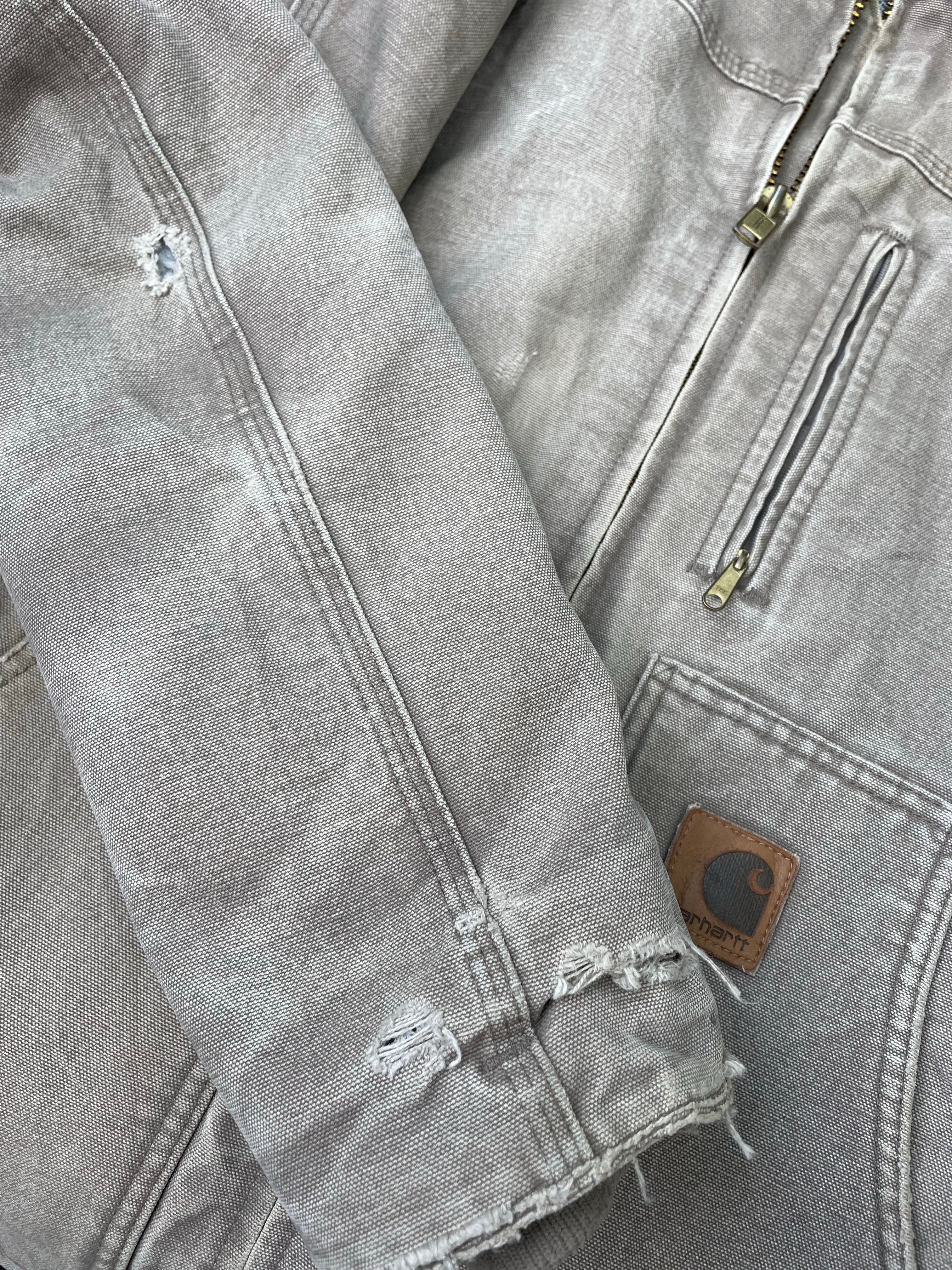 Vintage 90s Carhartt Distressed Stone Grey Duck C61 Ridge Coat Jacket Men's Size M