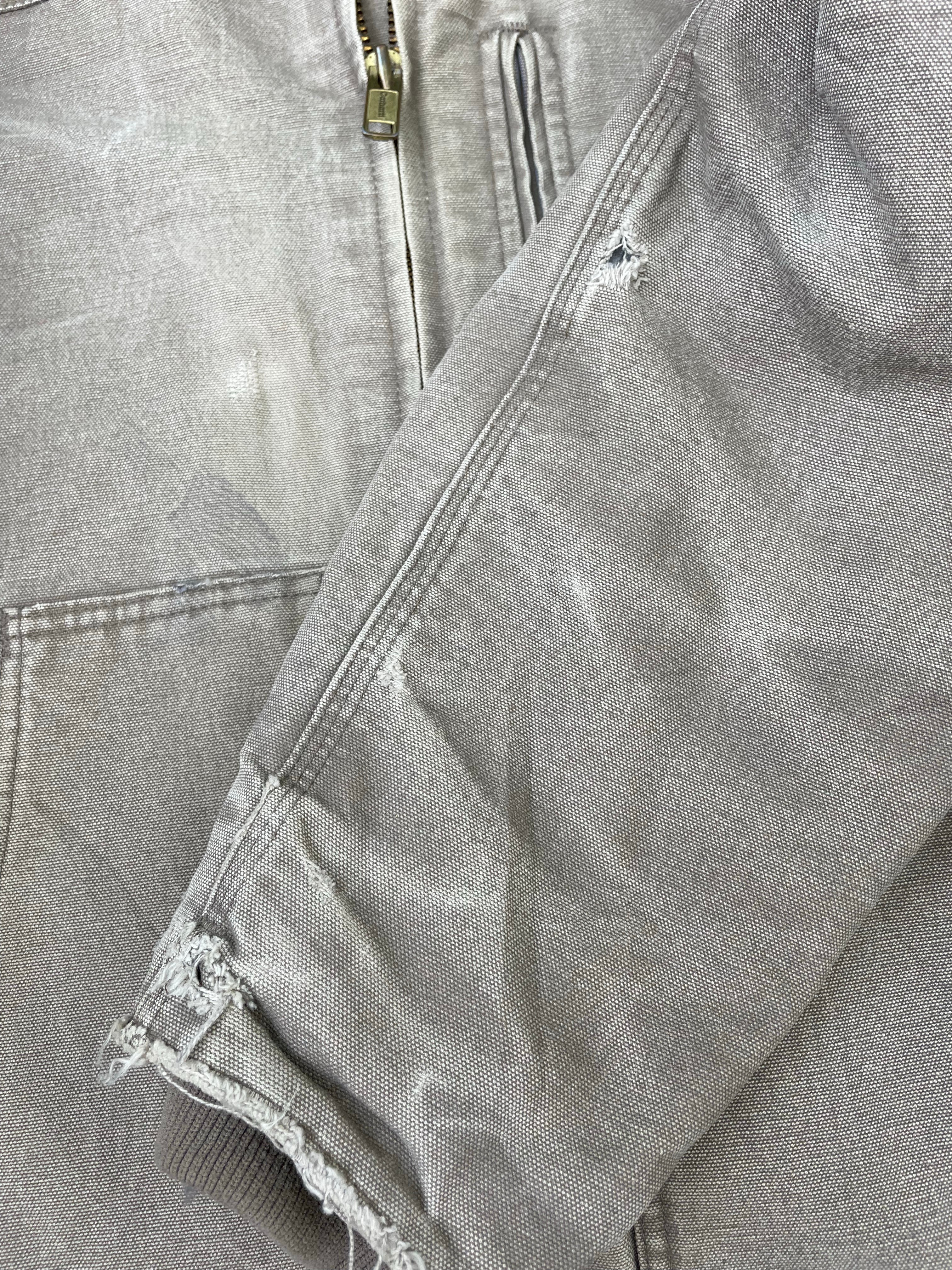 Vintage 90s Carhartt Distressed Stone Grey Duck C61 Ridge Coat Jacket Men's Size M