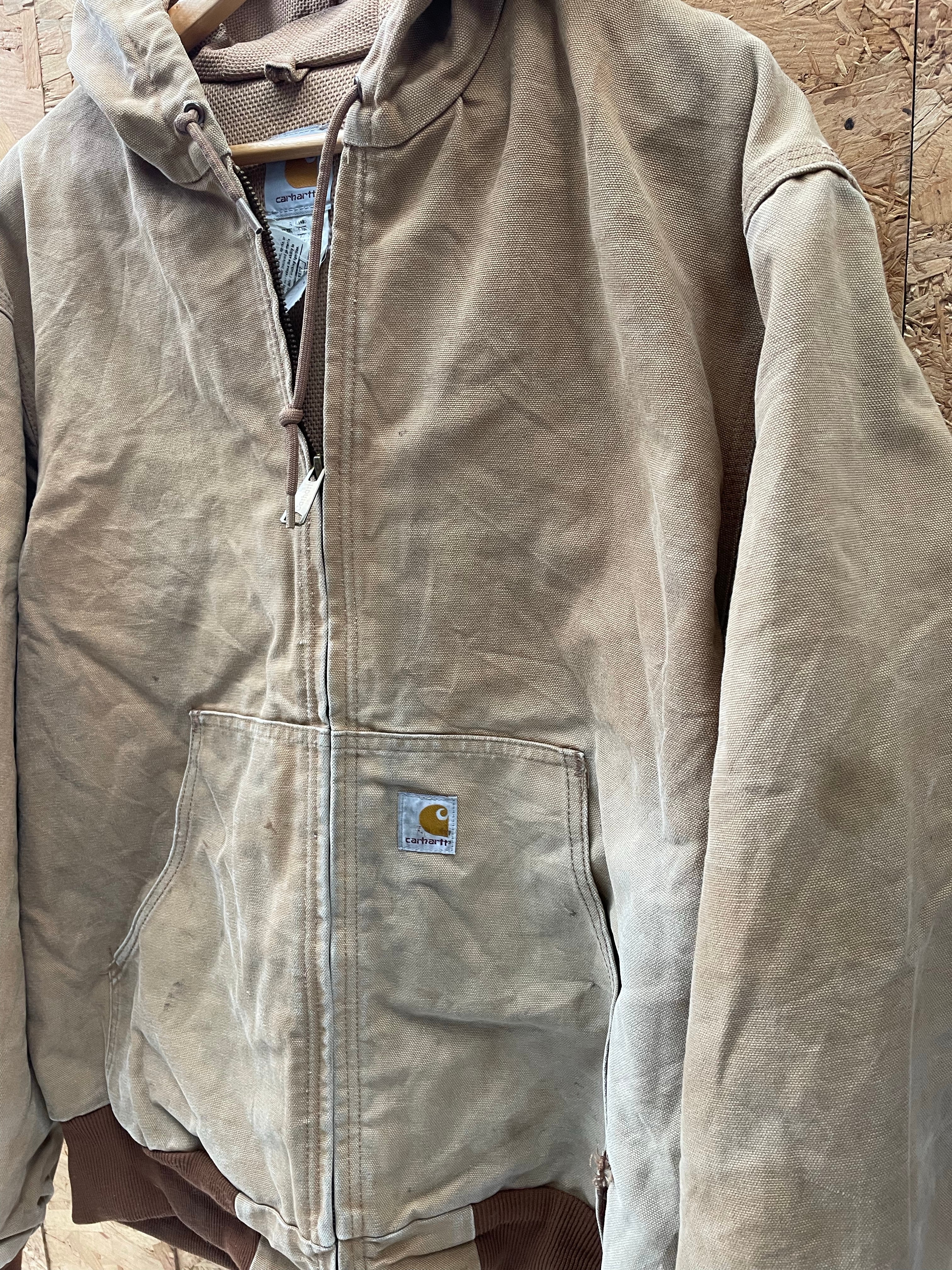 Carhartt Tan Hooded Jacket Size L