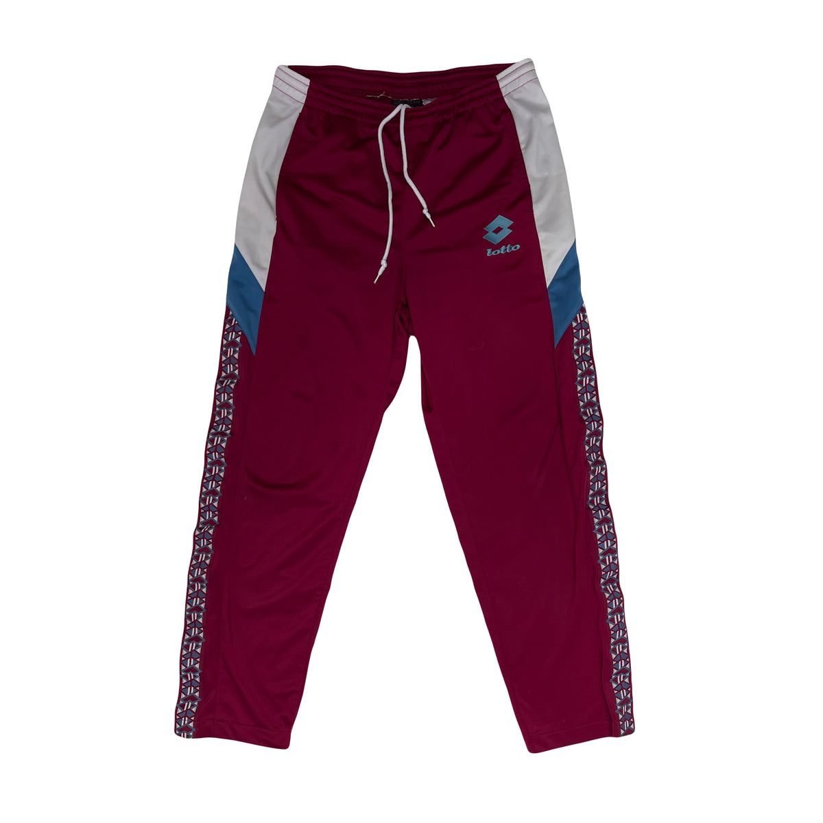 Vintage Lotto Track Pants Size M Maroon White Blue Mens 90s Retro
