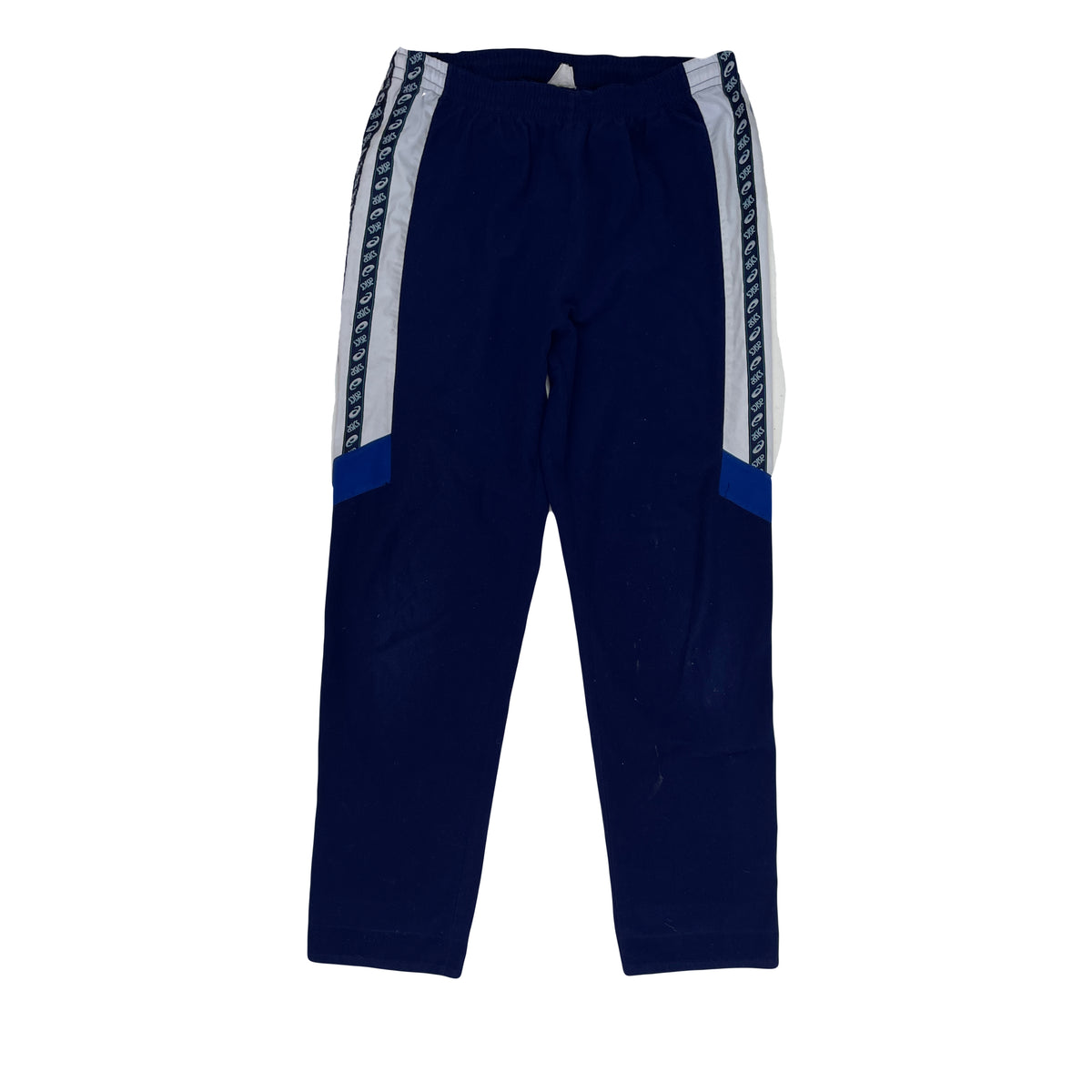 Vintage 90s Asics Velour Track Pants Size 52 Navy Blue White Mens