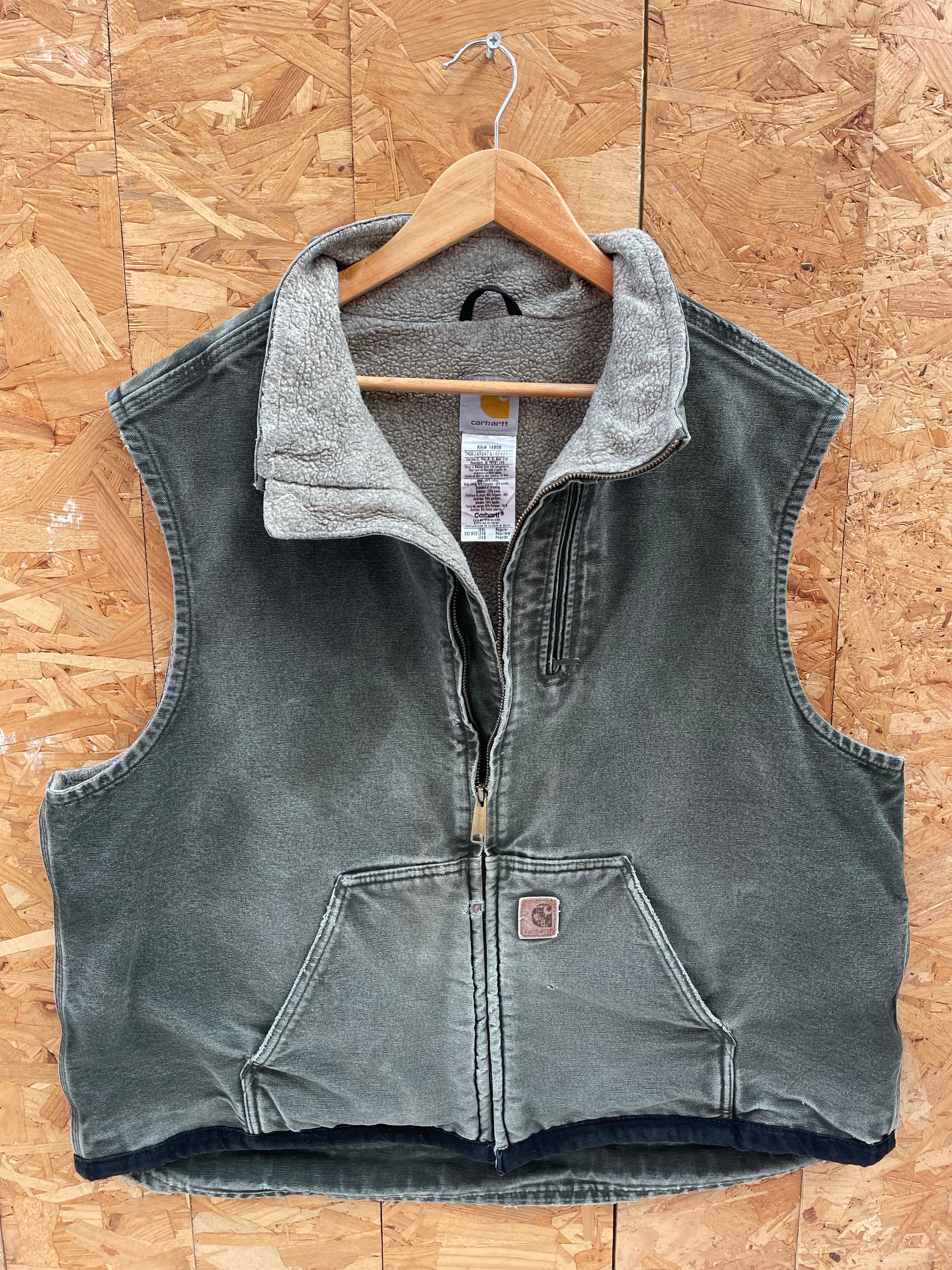 Vintage 90s Carhartt Men's Size XXL Moss Green Duck Insulated Vest