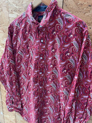 Vintage Y2K Cremieux Men's L Red Paisley Long Sleeve Button Down Crazy Ugly Shirt