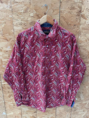 Vintage Y2K Cremieux Men's L Red Paisley Long Sleeve Button Down Crazy Ugly Shirt