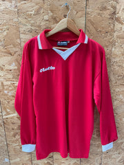 Vintage 90s Lotto Red Long Sleeve Soccer Jersey Shirt Size XL