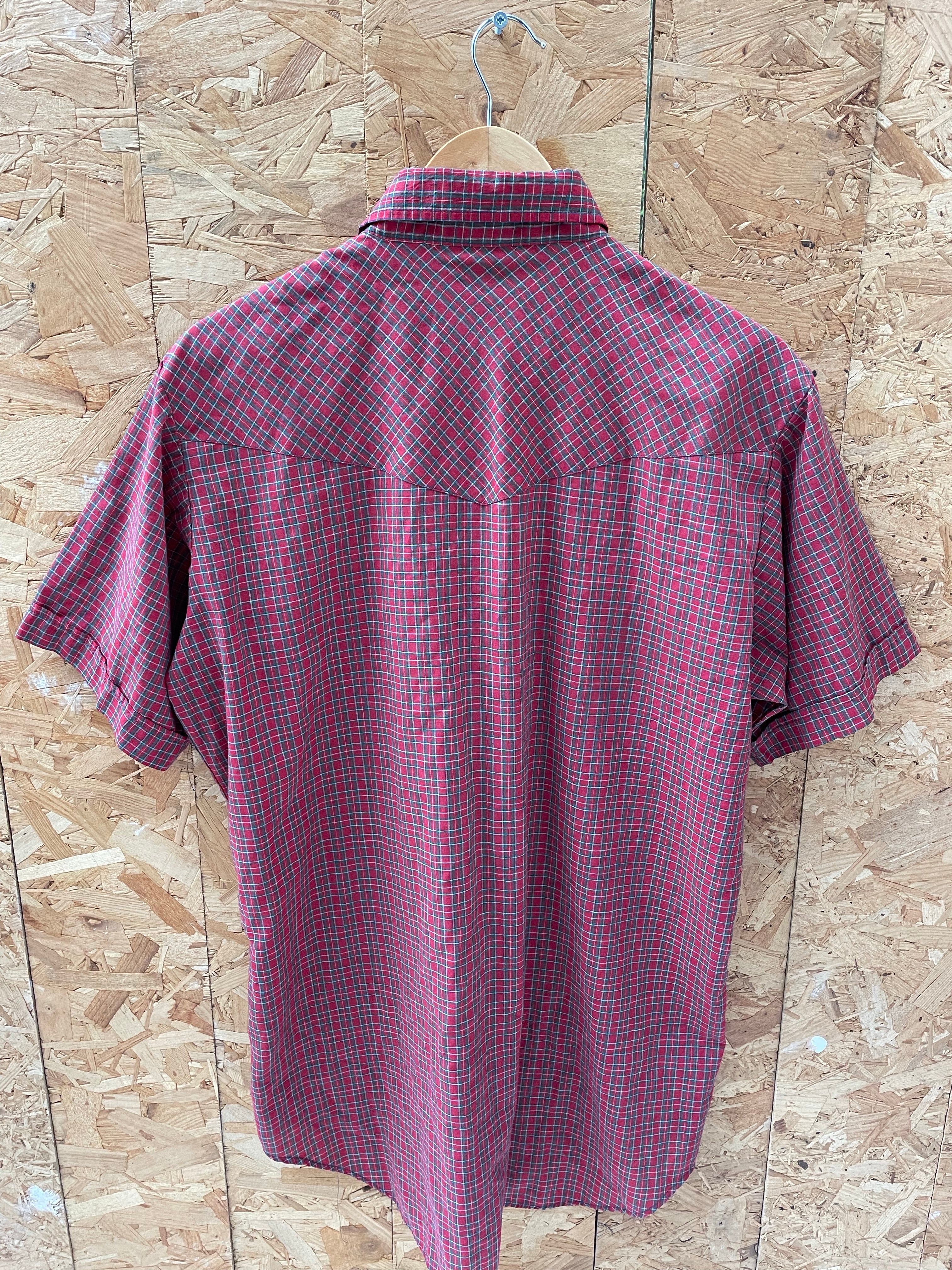Vintage 80s Ely Cattleman Tall Man Red Plaid Western Cowboy Shirt Size L