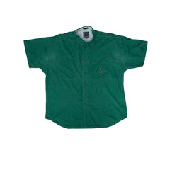 Vintage 90s Chaps Ralph Lauren Men's XL Green Short Sleeve Button Down Shirt