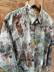 Men's Vintage Abstract Print Long Sleeve Button-Down Crazy Shirt Size M by Robert Graham
