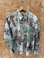 Men's Vintage Abstract Print Long Sleeve Button-Down Crazy Shirt Size M by Robert Graham