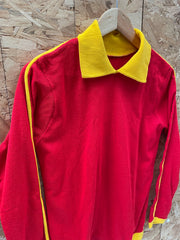 Vintage 80s Acrylic Wool Red Yellow Long Sleeve Polo Shirt Size M