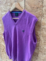 Vintage Y2K Henry Cotton's Purple V-Neck Wool Sweater Vest XXL Mens