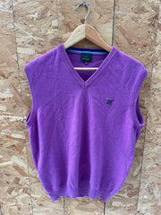 Vintage Y2K Henry Cotton's Purple V-Neck Wool Sweater Vest XXL Mens