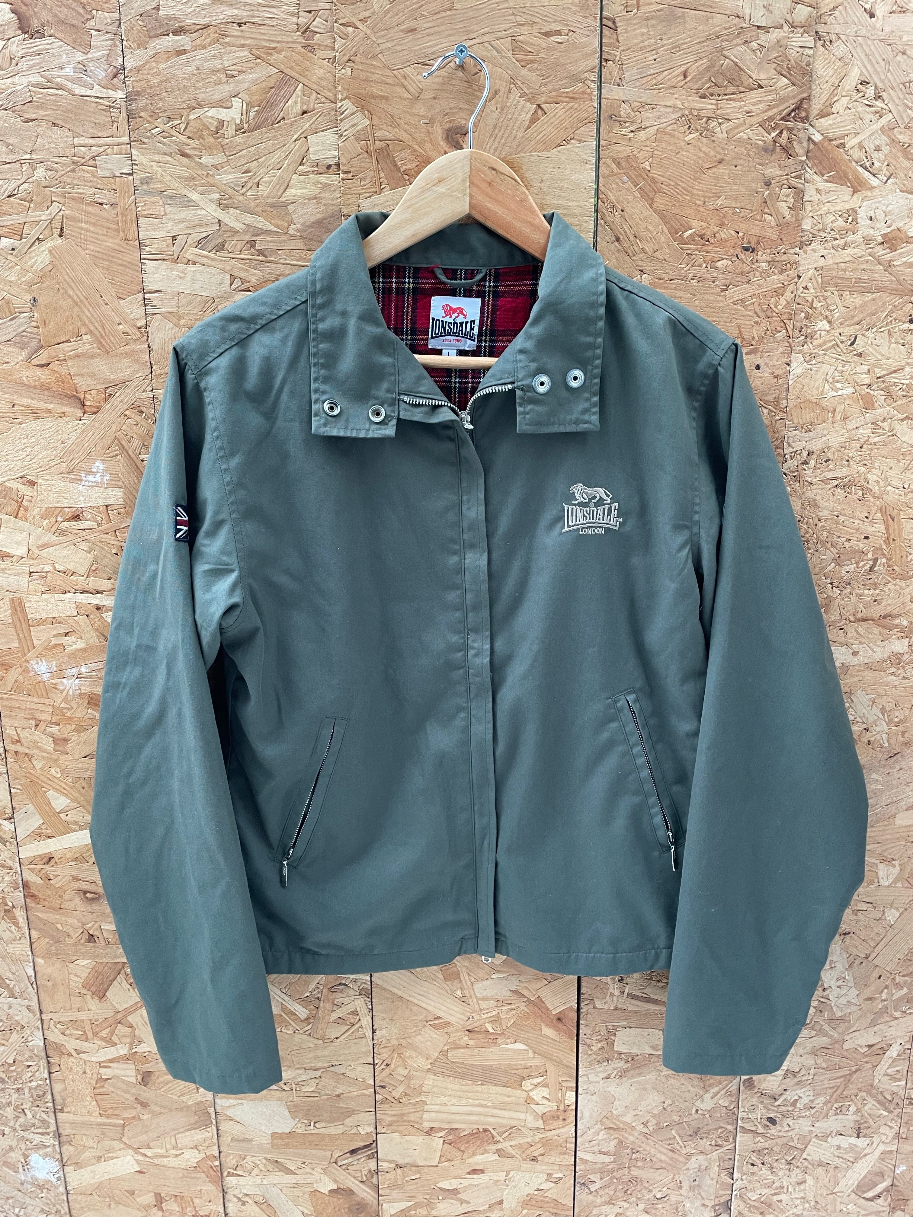 Vintage Lonsdale London Size L Green Jacket, Full Zip, Casual Harrington