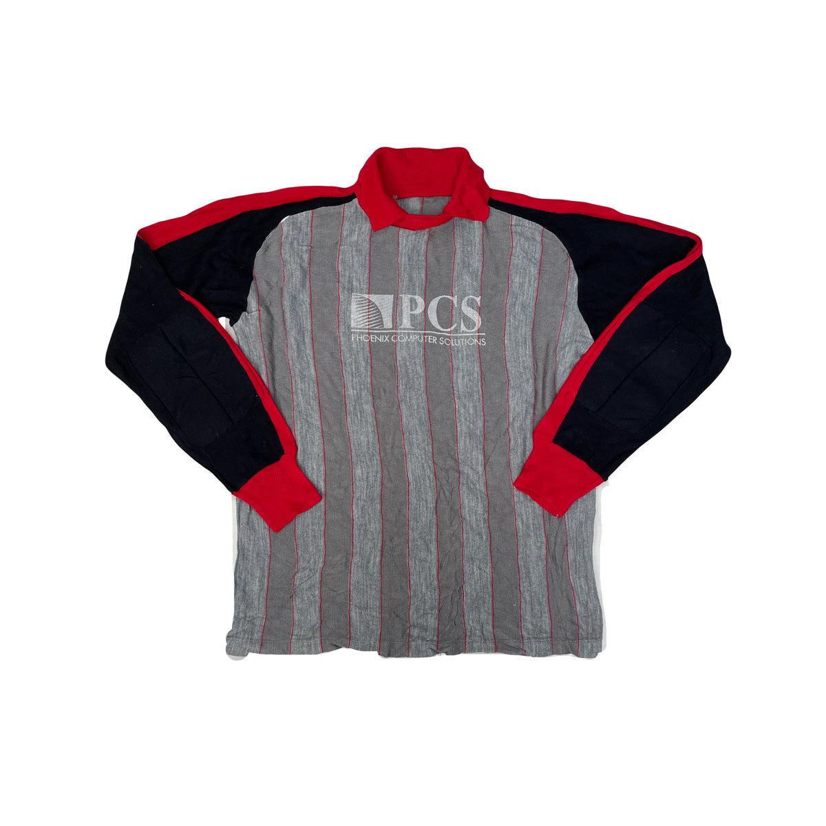 Vintage Phoenix Computer Solutions Long Sleeve Wool Jersey Gray Red Black Size L