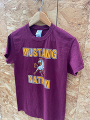 Vintage Maroon Mustang Nation USA Graphic T-Shirt Size S by Gildan