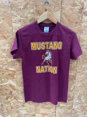 Vintage Maroon Mustang Nation USA Graphic T-Shirt Size S by Gildan